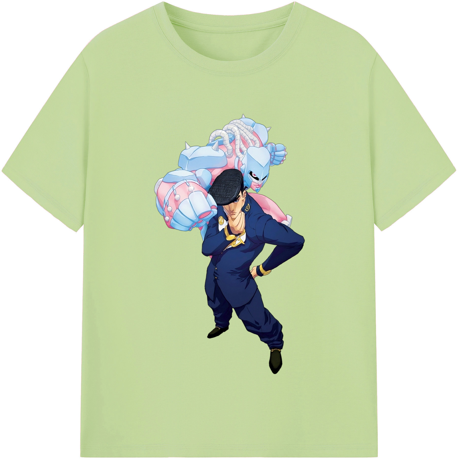 （画像用） ジョジョの奇妙な冒険 ひがしかた じょうすけ JoJo's Bizarre Adventure Higashikata Josuke 綿100％半袖Tシャツ（フロントプリント）